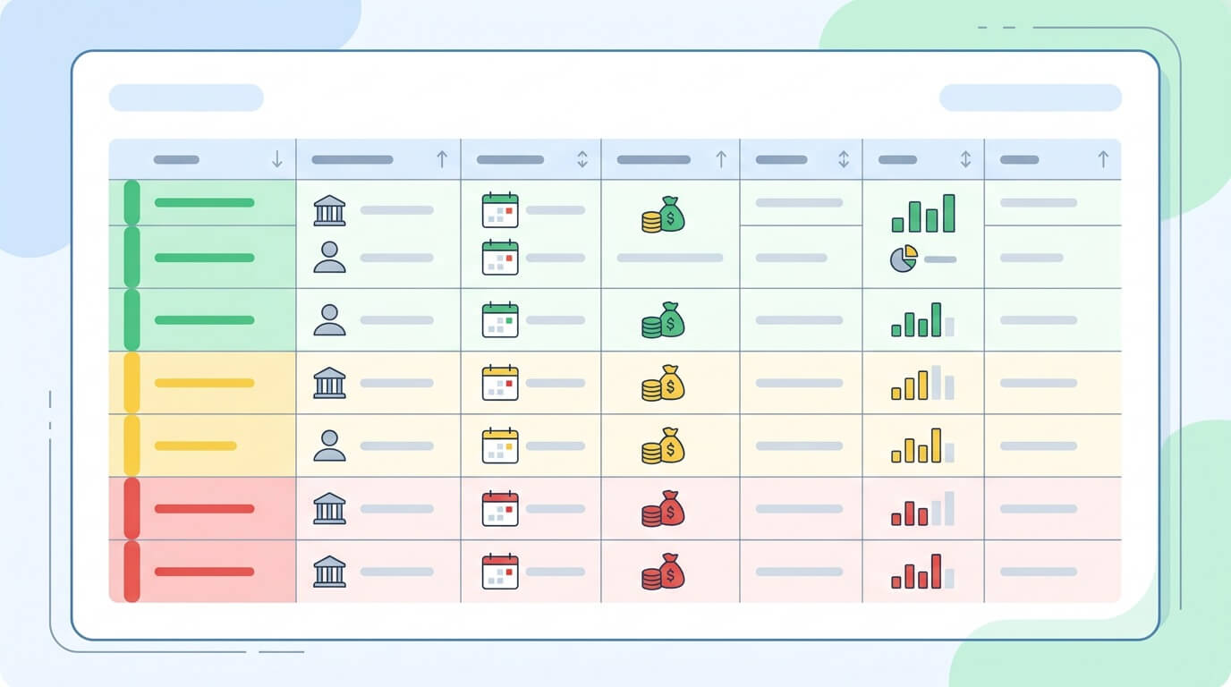 Accounts receivable aging tracker for small business invoice tracking with color-coded payment status