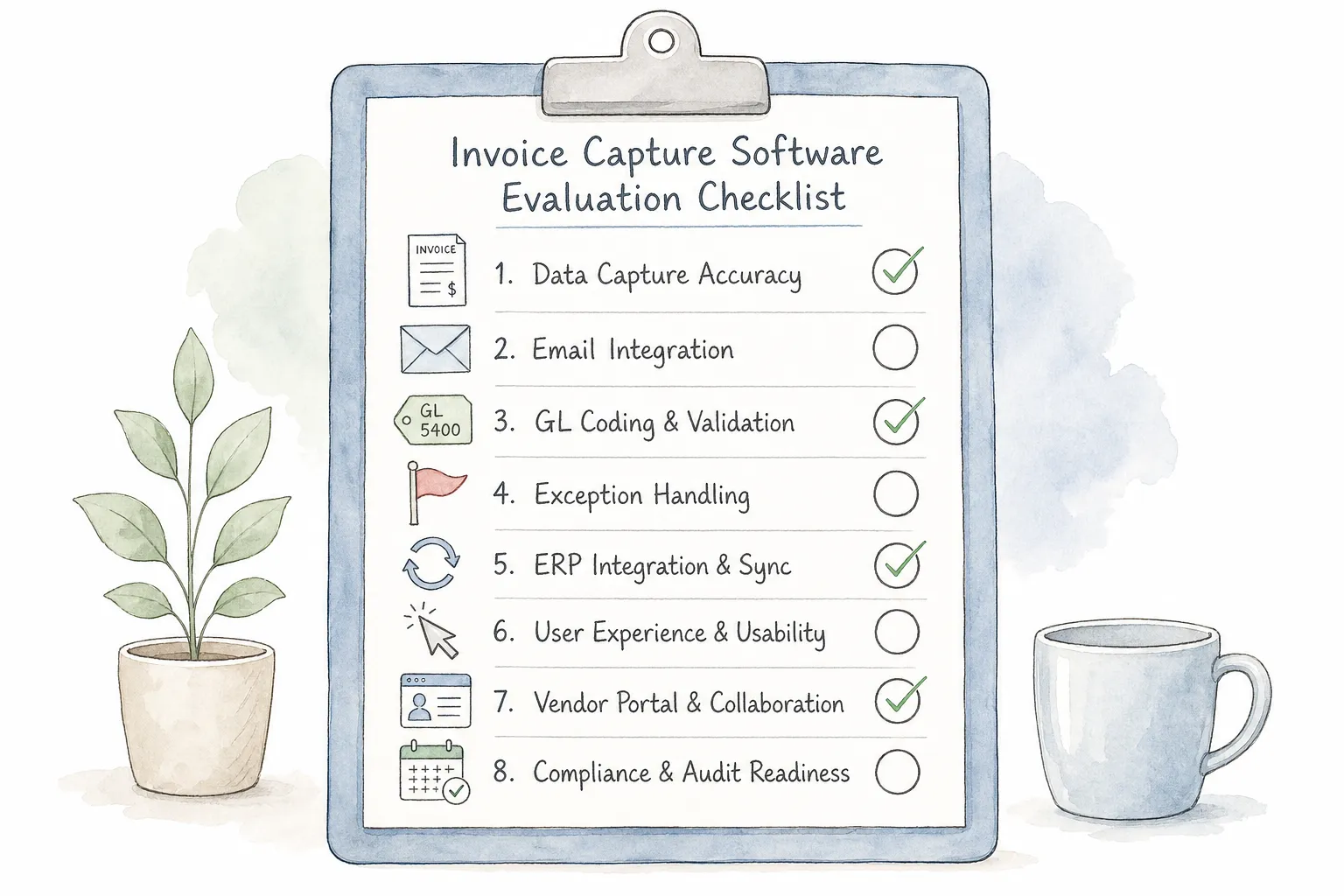 Invoice capture software evaluation checklist for finance teams.