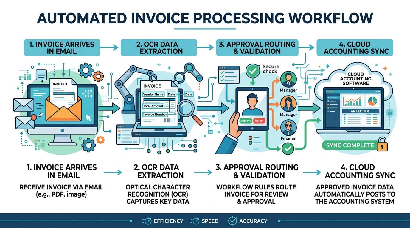 Automated invoice workflow using accounting document management software