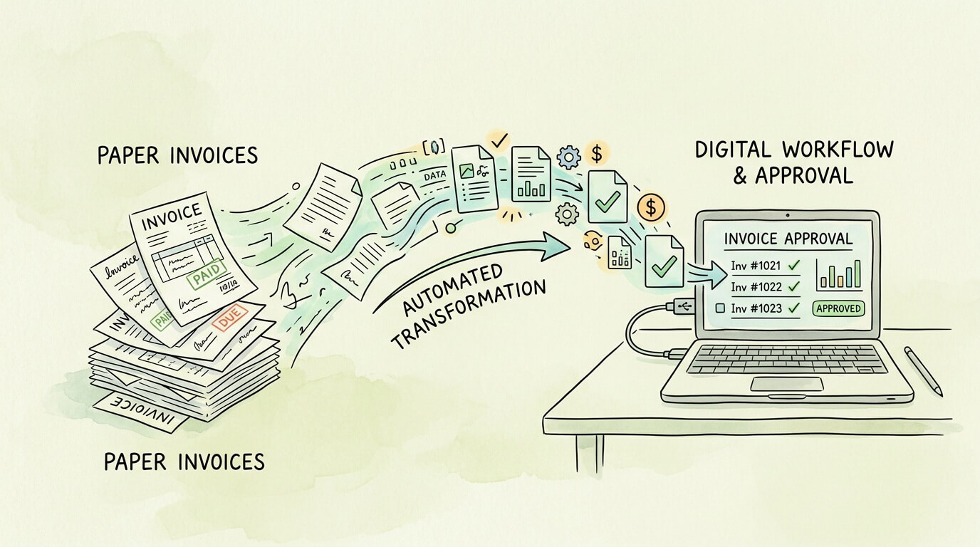 Invoice approval automation workflow diagram showing automated stages from invoice capture to accounting sync.