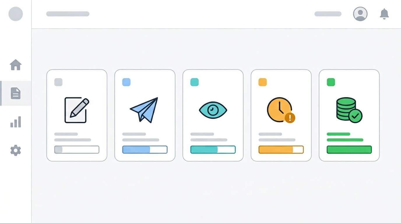 Invoice tracking dashboard showing outstanding and paid invoices status for small business