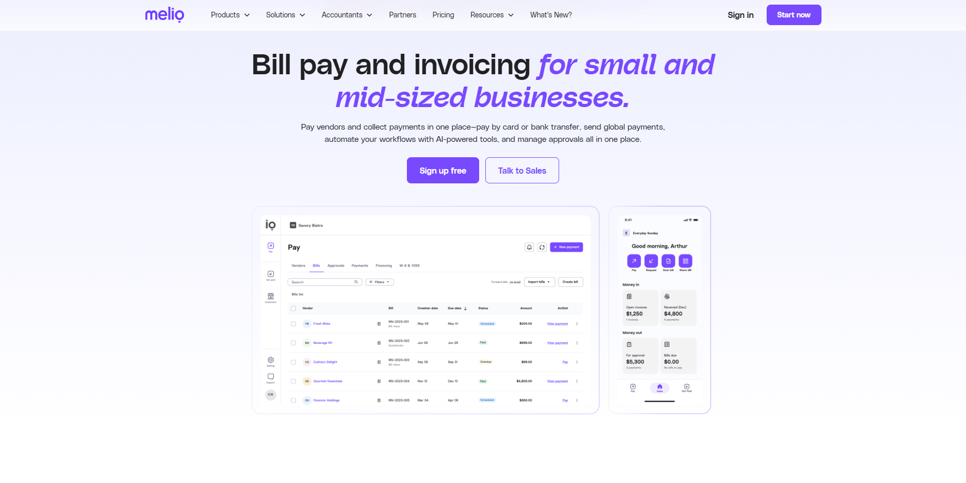 Melio Bill Pay Payment Workflow