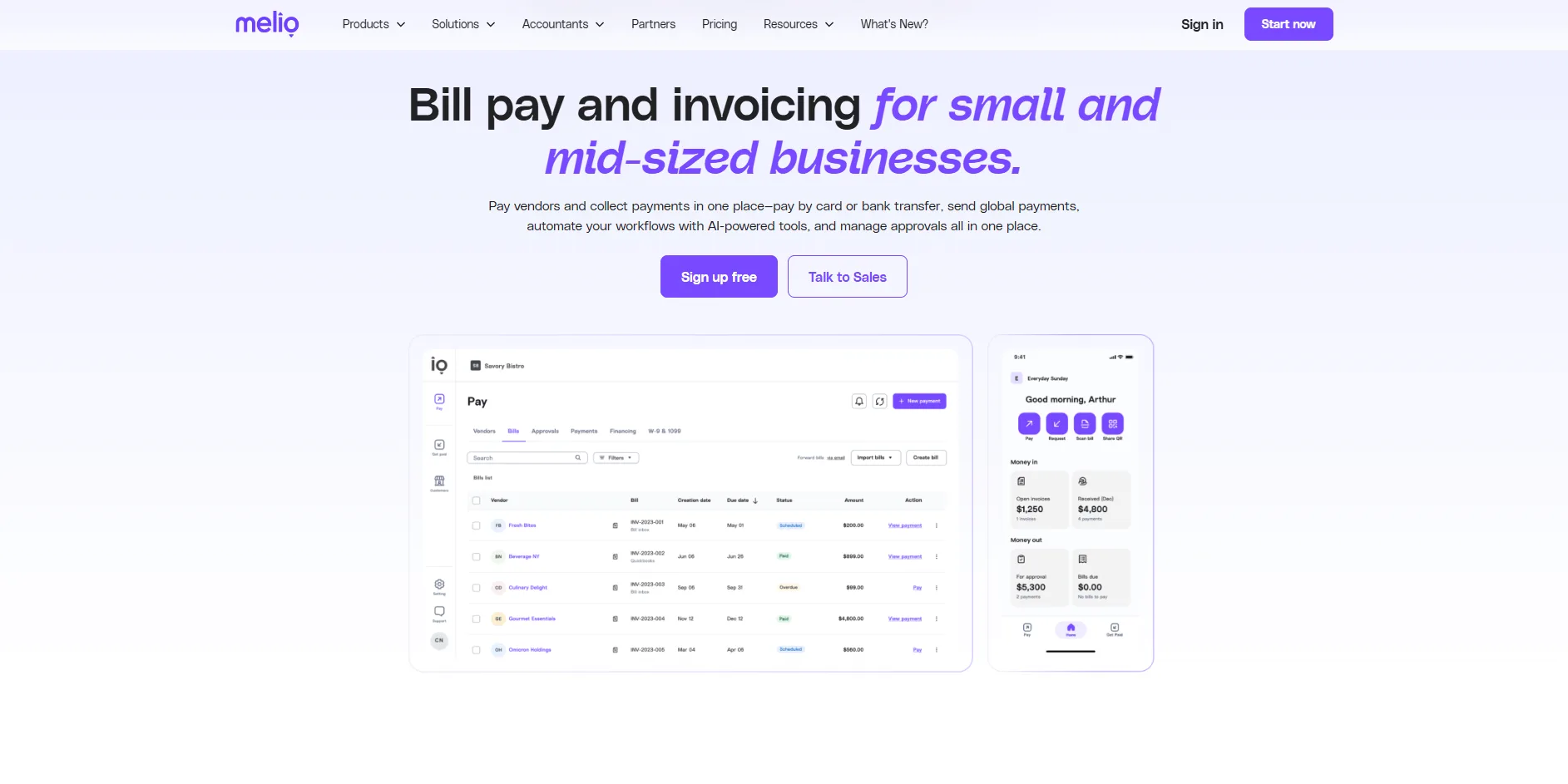 Melio Bill Pay Payment Workflow