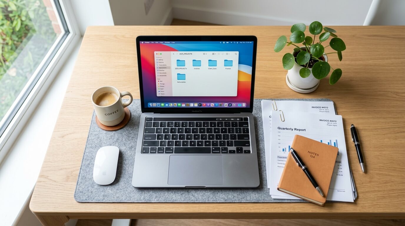 How to organize invoices on a laptop with a digital folder system