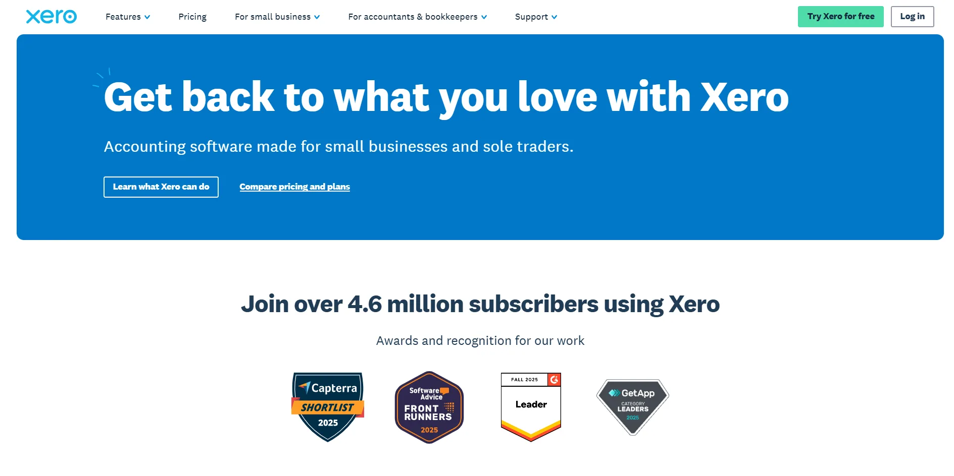 Xero accounting platform showing bills draft list and invoice tracking interface for growing businesses.